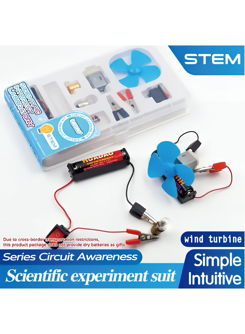 ALMiHomi DIY Science Experiment Kit for Kids – Electric Circuit Physics Set with Fan, Light Bulb, and Motor – STEM Educational Toy for School Science Projects & Engineering Learning (12Pcs Set) - Image 1